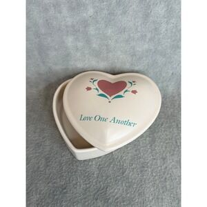 Heart‎ Shaped Trinket Box Love One Another Vintage Decorative Keepsake Container